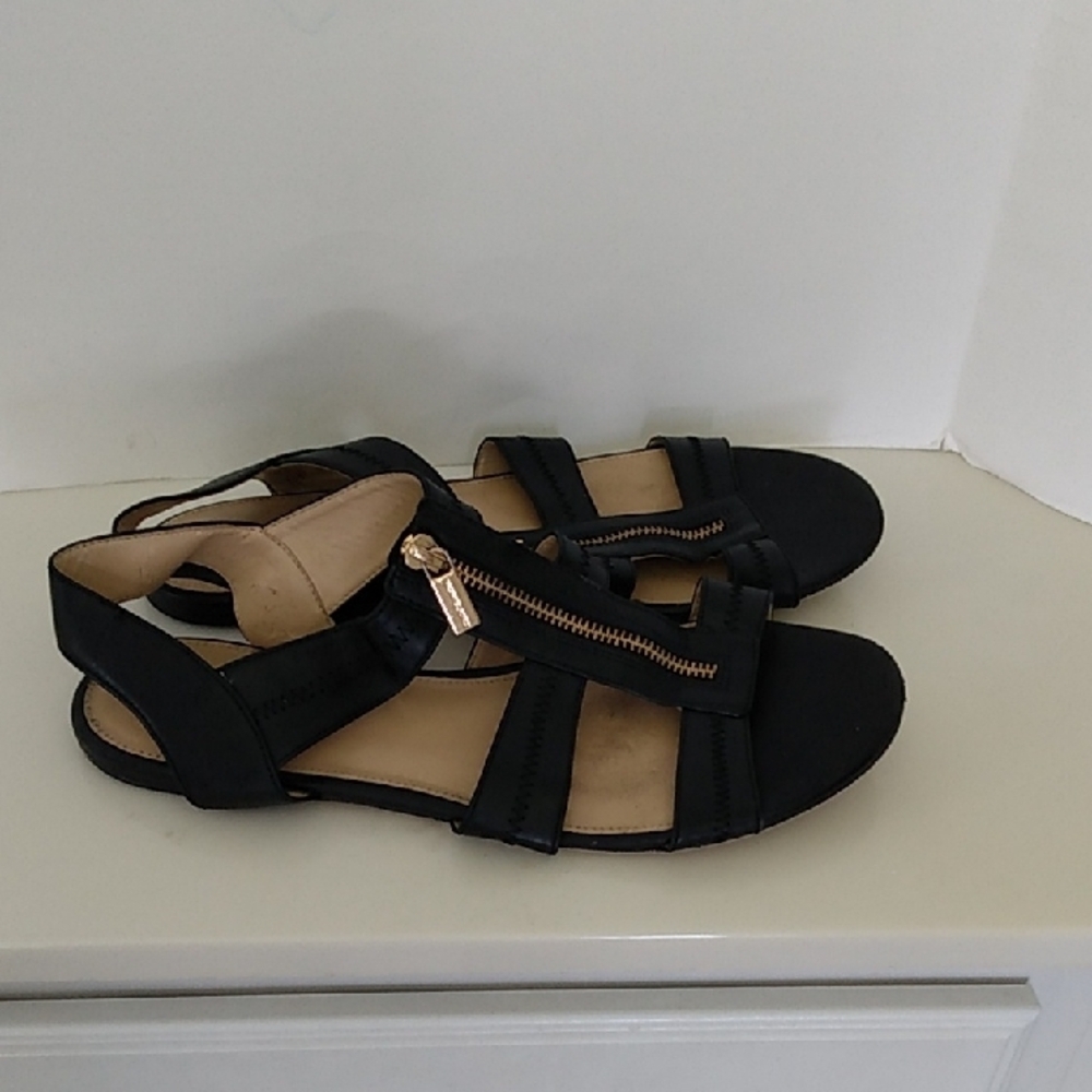 MICHAEL Michael Kors Genuine Leather Flat Sandals Berkley Zipper - Picture 4 of 15